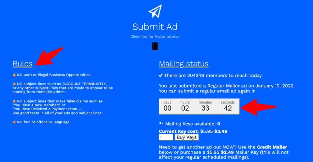 Send email solo ads using herculist