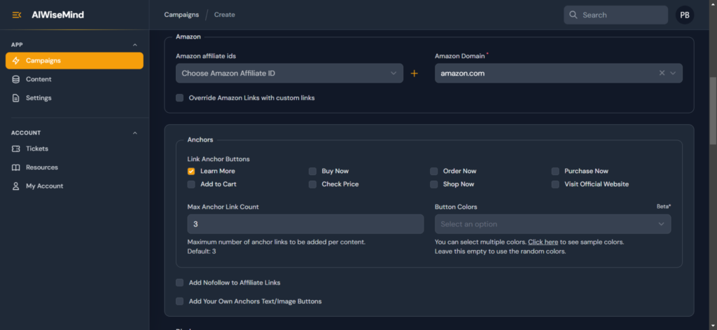 adding your amazon affiliate id to aiwisemind
